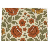 Vintage-Herbstblumenmuster – Rustikale Botanik Große Geschenktüte (Rückseite)