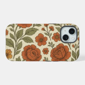 Vintage-Herbstblumenmuster – Rustikale Botanik iPhone 15 Hülle (Rückseite (Horizontal))