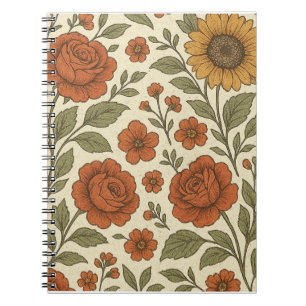 Vintage-Herbstblumenmuster – Rustikale Botanik Notizblock