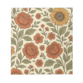 Vintage-Herbstblumenmuster – Rustikale Botanik Notizblock (Vorderseite)