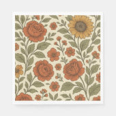 Vintage-Herbstblumenmuster – Rustikale Botanik Serviette (Vorderseite)