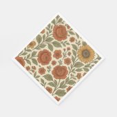 Vintage-Herbstblumenmuster – Rustikale Botanik Serviette (Ecke)