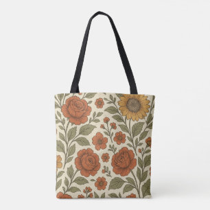 Vintage-Herbstblumenmuster – Rustikale Botanik Tasche