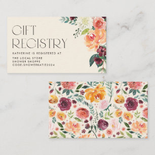 Vintage Herbstblumenstrauß Babyparty-Geschenkliste Begleitkarte