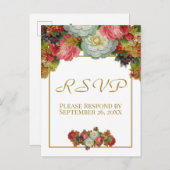 Vintage Herbstblütengoldene Hochzeit RSVP Postkarte (Vorne/Hinten)