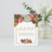 Vintage Herbstblütengoldene Hochzeit RSVP Postkarte (Stehend Vorderseite)