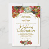 Vintage Herbstblütenhochzeit Einladung (Vorderseite)