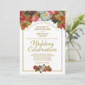 Vintage Herbstblütenhochzeit Einladung (Stehend Vorderseite)