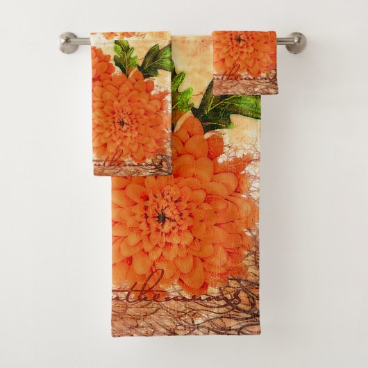 Vintage Herbstchrysanthemen Badhandtuch Set (Insitu)
