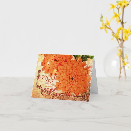 Vintage Herbstchrysanthemen Karte (Gelbe Blume)