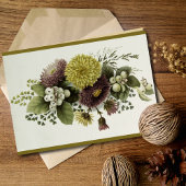 Vintage HerbstChrysanthemen mit Berries Karte