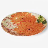 Vintage Herbstchrysanthemen Pappteller (Schrägansicht)