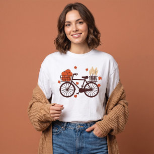 Vintage-Herbstfahrrad mit Kürbissen Ernte T-Shirt