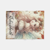 Vintage Herbstfee mit Herbstblättern Fleecedecke (Vorderseite (Horizontal))