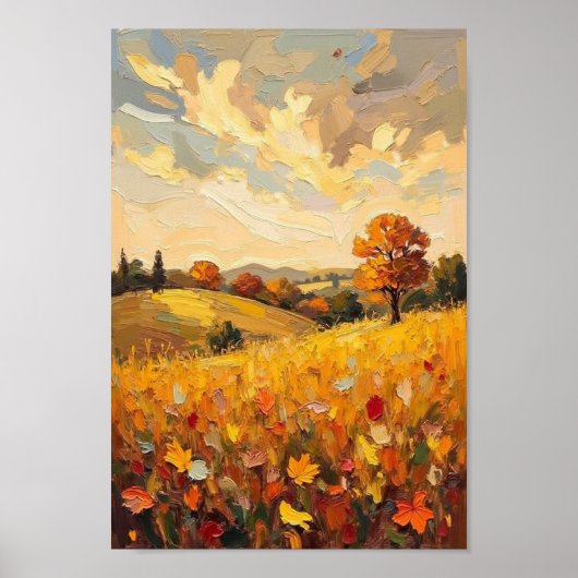 Vintage Herbstfelder Ernte Kunst Poster (Vorne)
