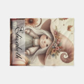 Vintage Herbstgome mit Herbstblättern Fleecedecke (Vorderseite (Horizontal))