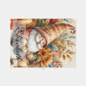 Vintage Herbstgome mit Herbstblättern Fleecedecke (Vorderseite (Horizontal))