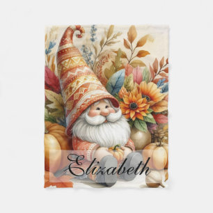 Vintage Herbstgome mit Herbstblättern Fleecedecke