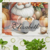 Vintage Herbstgome mit Herbstblättern Geschirrtuch (Gefaltet)