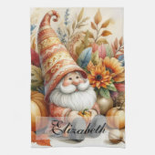 Vintage Herbstgome mit Herbstblättern Geschirrtuch (Vertikal)