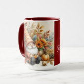 Vintage Herbstgome mit Herbstblättern Tasse (Vorderseite Links)