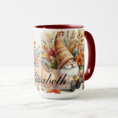 Vintage Herbstgome mit Herbstblättern Tasse (VorderseiteRechts)