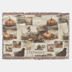 Vintage Herbstkollektion   Rustikale Sepia Ephemer Decke