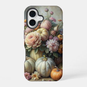VINTAGE-HERBSTKÜRBISSZENE MIT BLUMEN iPhone 16 HÜLLE