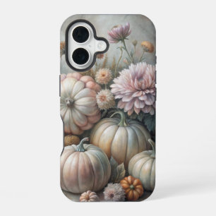 VINTAGE-HERBSTKÜRBISSZENE MIT BLUMEN iPhone 16 HÜLLE