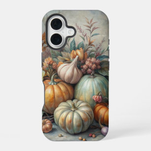 VINTAGE-HERBSTKÜRBISSZENE MIT BLUMEN iPhone 16 HÜLLE