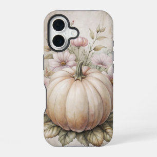 VINTAGE-HERBSTKÜRBISSZENE MIT BLUMEN iPhone 16 HÜLLE