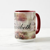 Vintage Herbstlandschaft Hütte Garten Blätter Tasse (VorderseiteRechts)