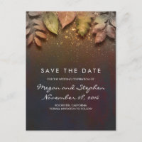 Vintage Herbstlaub und Gold-Glitzer Save the Date