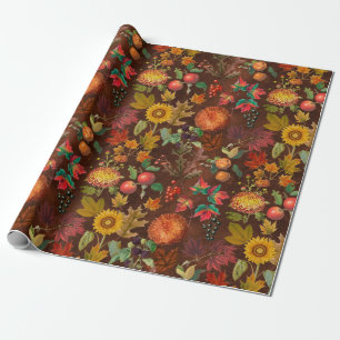 Vintage Herbstlaube Herbstsonnenblumen Geschenkpapier