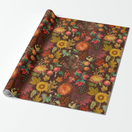 Vintage Herbstlaube Herbstsonnenblumen Geschenkpapier (Ungerollt)