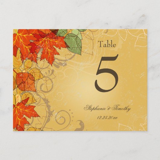 Vintage Herbstlaube Hochzeit Tischnummer (Vorderseite)