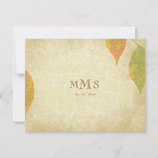 Vintage Herbstleaves Hochzeitsszenario RSVP Karte