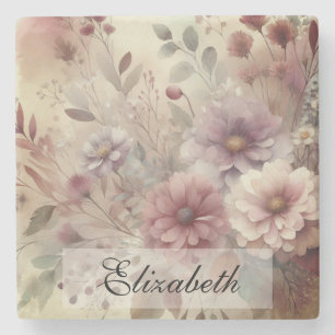 Vintage Herbstpasten Blume Aquarellmalerei Steinuntersetzer