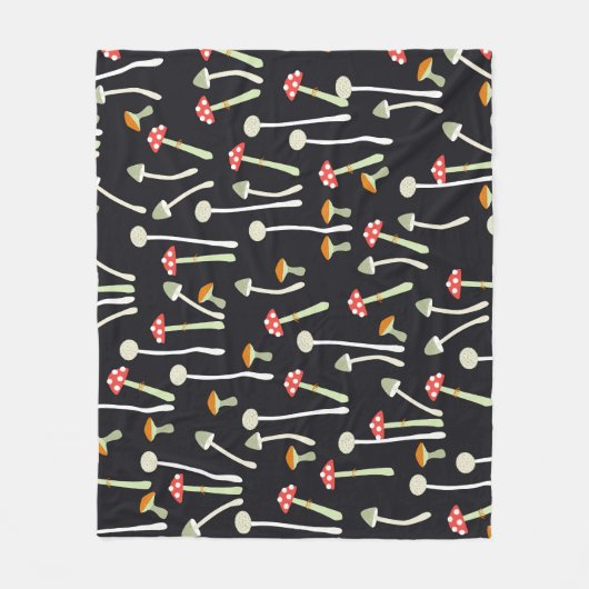 Vintage Herbstpilze Muster Design. Fleecedecke (Vorderseite)
