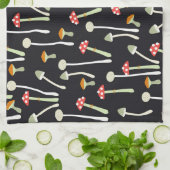 Vintage Herbstpilze Muster Design. Geschirrtuch (Gefaltet)