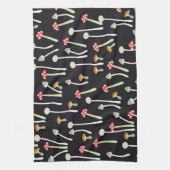 Vintage Herbstpilze Muster Design. Geschirrtuch (Vertikal)