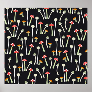 Vintage Herbstpilze Muster Design. Poster