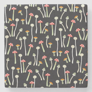 Vintage Herbstpilze Muster Design. Steinuntersetzer