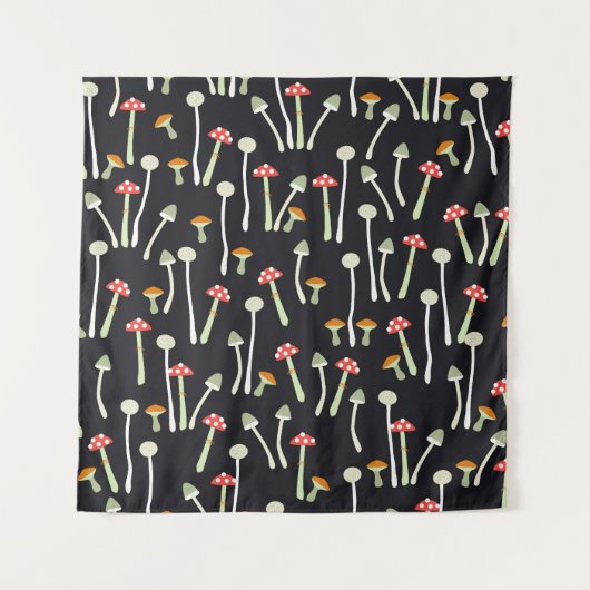 Vintage Herbstpilze Muster Design. Wandteppich (Vorderseite)