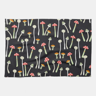 Vintage-Herbstpilze-Musterdesign. Geschirrtuch