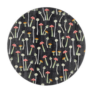 Vintage-Herbstpilze-Musterdesign. Schneidebrett