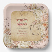 Vintage Herbstplatte für die Rose Pappteller (Vorderseite)