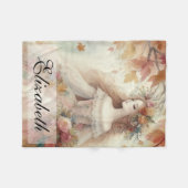 Vintage Herbstprinzessin mit Herbstblättern Fleecedecke (Vorderseite (Horizontal))