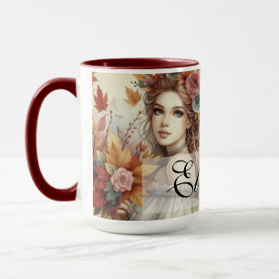 Vintage Herbstprinzessin mit Herbstblättern Tasse