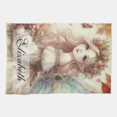 Vintage Herbstsaat mit Herbstblättern Geschirrtuch (Horizontal)